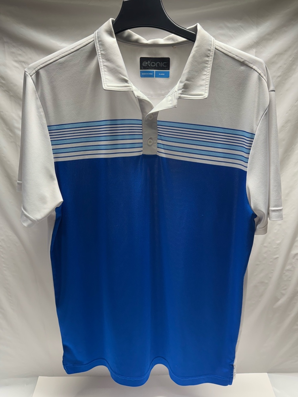 Etonic Men’s Royal Blue and White Striped Performance Polo